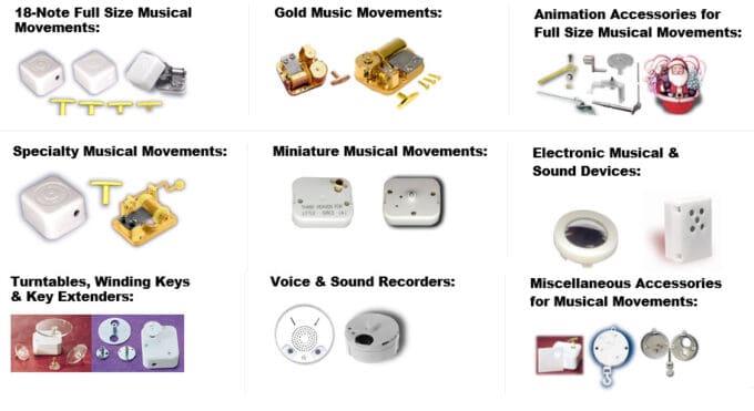 Melodietjes zijn elementen voor een muziekdoosje