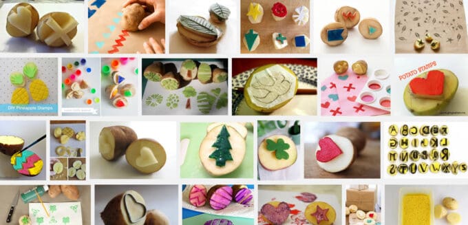 aardappelstempel en inpakpapier