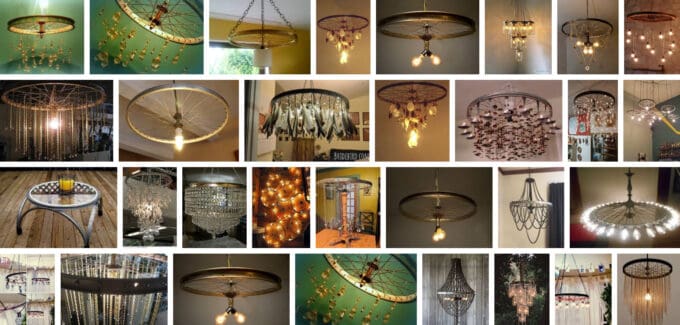 Fietswiel recyclen tot kroonluchter of lamp