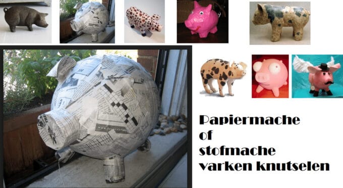 Papiermache en stofmache varken knutselen