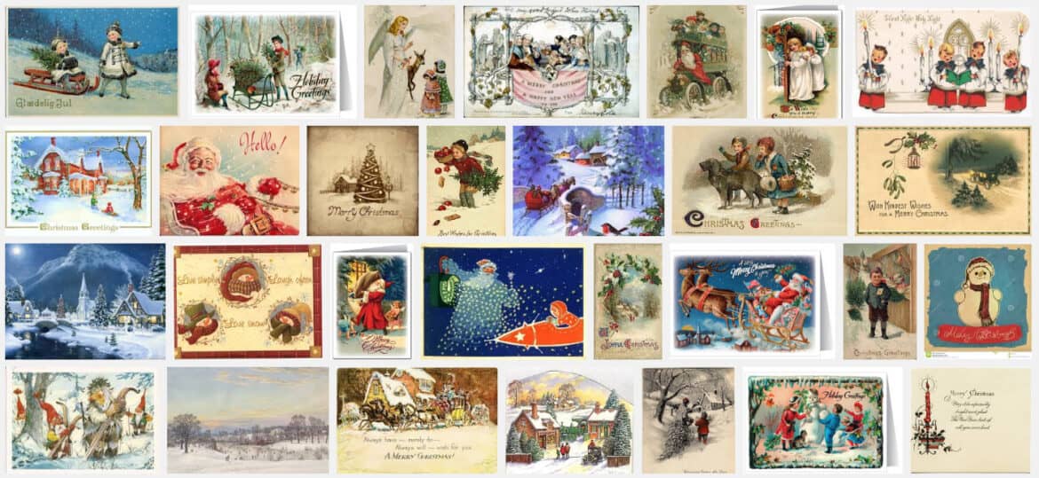 kerstkaarten in takken standaard