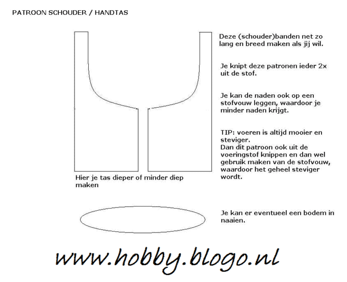 Naaipatroon handtas of schoudertas